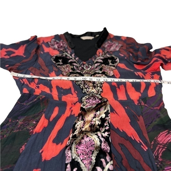 Soft Surroundings Midi Dress 18p Boho Cottagecore Festival Lined Velvet Trim - Picture 10 of 12